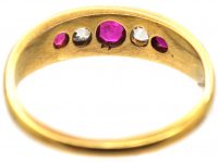 Edwardian 18ct Gold, Pink Sapphire & Diamond Five Stone Ring