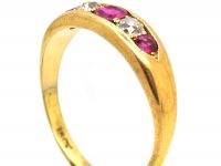 Edwardian 18ct Gold, Pink Sapphire & Diamond Five Stone Ring