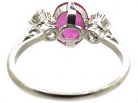 Edwardian Platinum, Pink Sapphire & Diamond Three Stone Ring