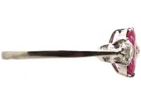 Edwardian Platinum, Pink Sapphire & Diamond Three Stone Ring