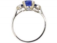 French Early 20th Century Platinum, Sapphire & Diamond Three Stone Ring