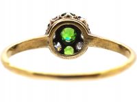 Edwardian 18ct Gold, Green Garnet & Diamond Cluster Ring