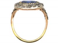 Georgian 18ct Gold & Silver, Large Sapphire & Diamond Cluster Ring