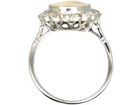 French mid 20th Century 18ct White Gold, Opal & Diamond Cluster Ring