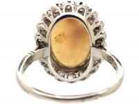 French mid 20th Century 18ct White Gold, Opal & Diamond Cluster Ring