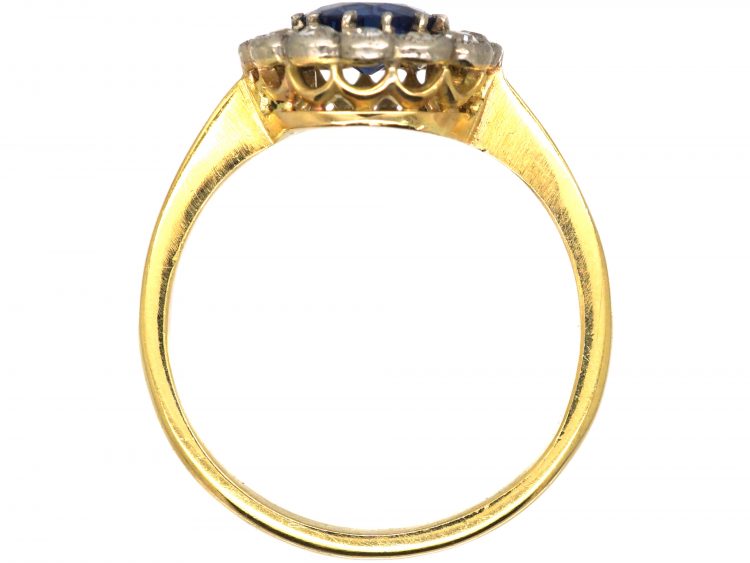 Edwardian 18ct Gold, Sapphire & Diamond Cluster Ring