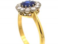 Edwardian 18ct Gold, Sapphire & Diamond Cluster Ring