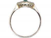 Early 20th Century Platinum, Emerald & Diamond Octagonal Cluster Ring