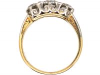 Early 20th Century 14ct Gold & Platinum, Three Stone Diamond Carved Half Hoop Ring