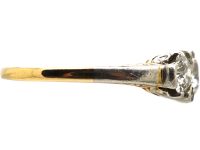 Early 20th Century 14ct Gold & Platinum, Three Stone Diamond Carved Half Hoop Ring