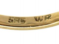 Early 20th Century 14ct Gold & Platinum, Three Stone Diamond Carved Half Hoop Ring