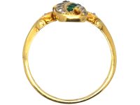 Victorian 18ct Gold Twist Ring set with Emeralds & Diamonds