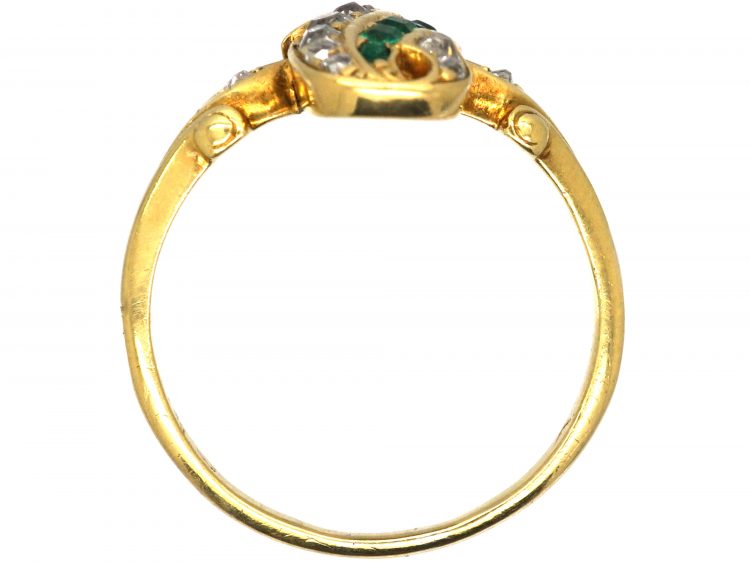 Victorian 18ct Gold Twist Ring set with Emeralds & Diamonds