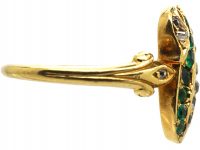 Victorian 18ct Gold Twist Ring set with Emeralds & Diamonds