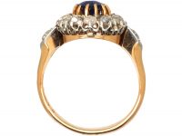 French Import Early 20th Century 18ct Gold, Rose Diamond & Sapphire Oval Cluster Ring