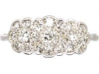Edwardian 18ct White Gold & Platinum, Triple Cluster Diamond Ring