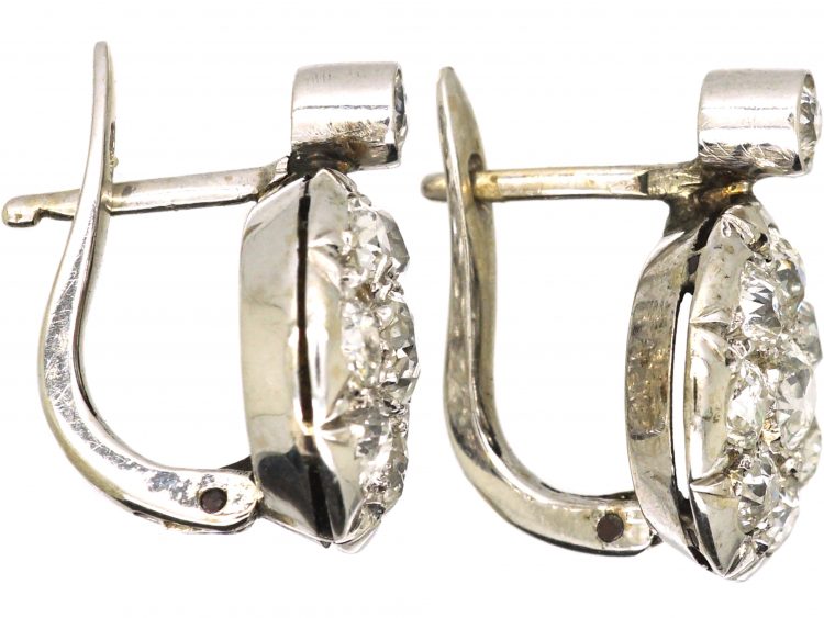 Early 20th Century 18ct White Gold, Diamond Cluster Earrings