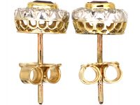 Edwardian 18ct Gold & Platinum, Ruby & Diamond Cluster Earrings
