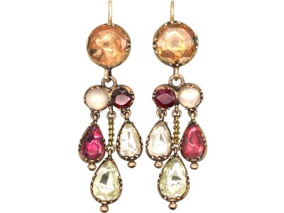 Georgian Harlequin Triple Drop Earrings
