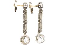 Art Deco Platinum and Diamond Drop Earrings