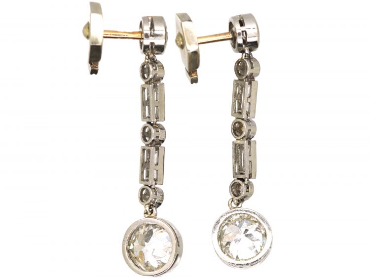Art Deco Platinum and Diamond Drop Earrings