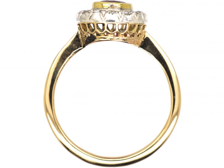 Edwardian 18ct Gold & Platinum, Ruby & Diamond Cluster Ring