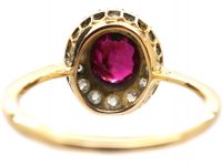 Edwardian 18ct Gold & Platinum, Ruby & Diamond Cluster Ring