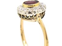 Edwardian 18ct Gold & Platinum, Ruby & Diamond Cluster Ring