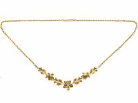 Victorian 15ct Gold Jubilee Enamel Floral Necklace set with a Diamond & Natural Pearls