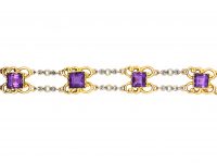 Edwardian 15ct Gold & Platinum, Amethyst & Natural Pearl Bracelet