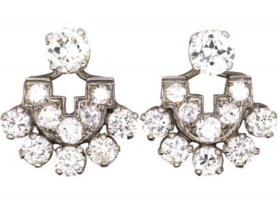 Art Deco 18ct White Gold, Day & Night Diamond Set Earrings