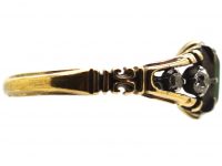 Georgian 15ct Gold & Silver, Emerald & Diamond Ring