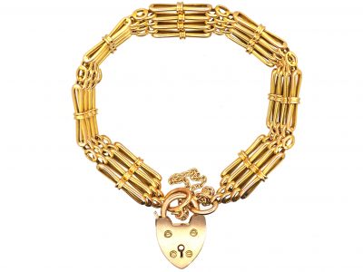 Edwardian 15ct Gold Gate Bracelet with Padlock