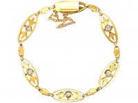 Early 20th Century French 18ct Gold Bracelet set with Six Diamonds