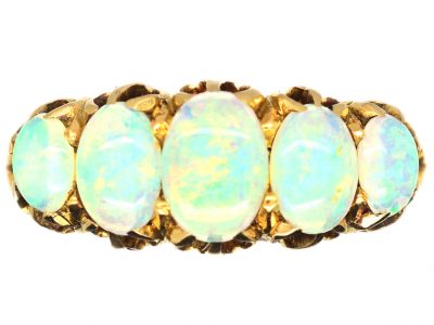 Edwardian 18ct Gold, Five Stone Opal Ring