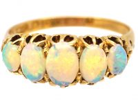 Edwardian 18ct Gold, Five Stone Opal Ring