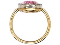 Edwardian 18ct Gold, Large Pink Topaz & Rose Diamond Ring