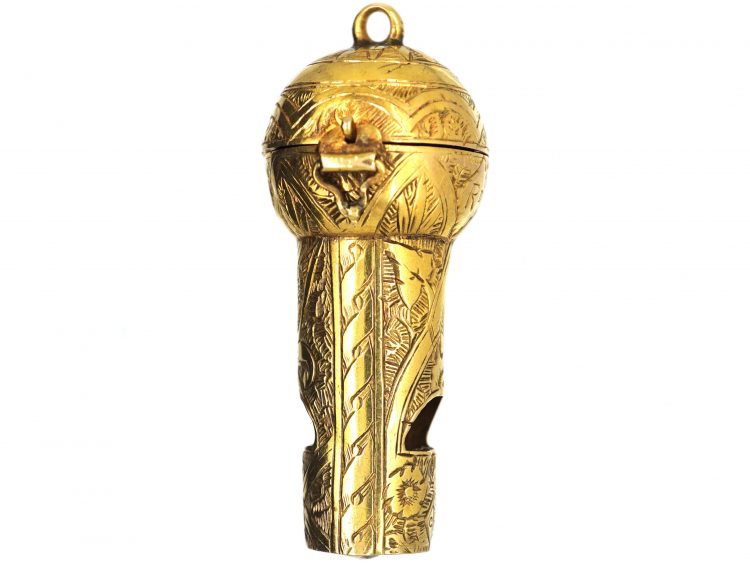 Victorian 15ct Gold Whistle with Hidden Locket