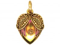 Victorian 15ct Gold Heart Etruscan Revival Heart Shaped Pendant