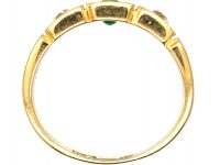 Victorian 18ct Gold , Emerald & Diamond Three Stone Ring