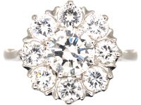 Platinum, Large Diamond Cluster Ring