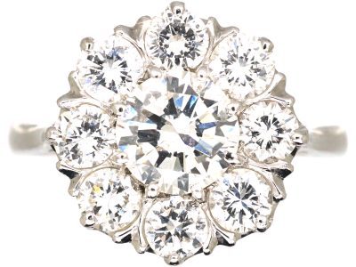 Platinum, Large Diamond Cluster Ring