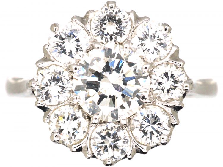 Platinum, Large Diamond Cluster Ring