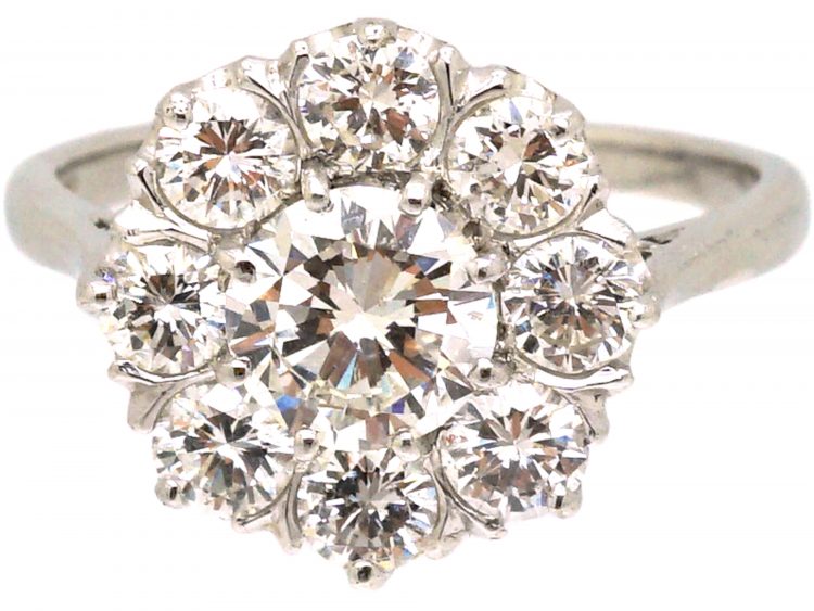 Platinum, Large Diamond Cluster Ring