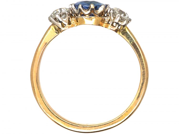 Edwardian 18ct Gold & Platinum, Sapphire & Diamond Three Stone Ring