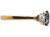 Edwardian 18ct Gold & Platinum, Sapphire & Diamond Three Stone Ring