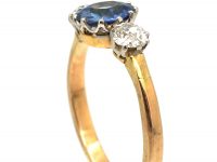 Edwardian 18ct Gold & Platinum, Sapphire & Diamond Three Stone Ring