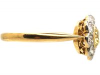Edwardian 18ct Gold & Platinum, Diamond Cluster Ring with a Yellow Diamond in the Centre