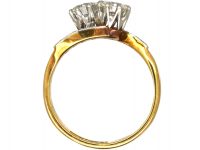 Edwardian 18ct Gold & Platinum, Two Stone Diamond Crossover Ring