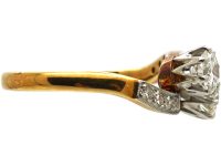 Edwardian 18ct Gold & Platinum, Two Stone Diamond Crossover Ring